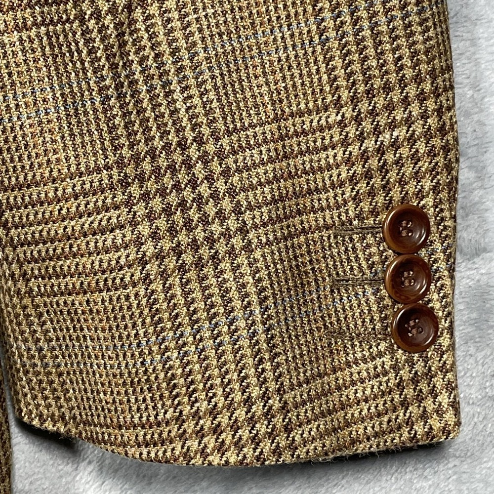 Trussini Etichetta Platino Silk Linen Wool Glen Plaid Blazer Made in Italy 42R